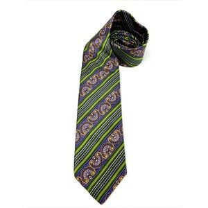 Robert Talbott Mens Silk Tie Paisley 3.25 x 61 Green Purple Gold - Best of Class